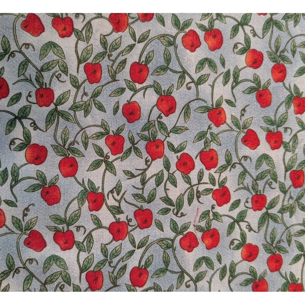 1 Yd k.p. kids & co kari pearson SSI Cotton Quilting Fabric Blue Red Apples 40''